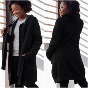 Fabletics Geri Black Long Wrap Scarf Cardigan